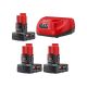 Milwaukee M12 12-Volt Lithium-Ion XC Battery Pack Starter Kit w/ (1) 4.0 Ah, (2) 3.0 Ah Batteries and Charger