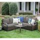 Leisure Made Trenton 4-Piece Wicker Outdoor Sectional Set w/ Gray Cushions
