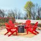 5-Piece 30000-BTU Slates Top Aluminum Propane Patio Fire Pit and HDPE Folding Adirondack Chairs Set 2022200099