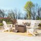 5-Piece 30000-BTU Tiles Top Aluminum Propane Patio Fire Pit and HDPE Folding Adirondack Chairs Set 2022200101