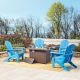 5-Piece 30000-BTU Tiles Top Aluminum Propane Patio Fire Pit and HDPE Folding Adirondack Chairs Set 2022200102