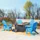 5-Piece 30000-BTU Tiles Top Aluminum Propane Patio Fire Pit and HDPE Folding Adirondack Chairs Set 2022200106
