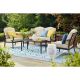 Hampton Bay Laurel Oaks Brown 4-pc Steel Outdoor Patio Conversation Seating Set with CushionGuard Putty Beige Cushions