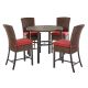 Hampton Bay Harper Creek Dark Brown 5 pc Wicker Outdoor Bar Height Dining Set w/ Chili Cushions