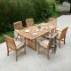 Cambridge Casual Rowlette 7 Piece Teak Wood Outdoor Dining Set with Beige Cushion