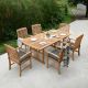 Cambridge Casual Rowlette 7 Piece Teak Wood Outdoor Dining Set with Gray Cushion