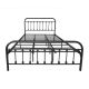 Farmhouse Black Metal Queen Bed Vintage Style Platform Bed