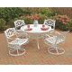 HOMESTYLES Sanibel 48 in. Swivel White 5-pc Cast Aluminum Round Outdoor Dining Set
