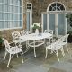 HOMESTYLES Sanibel White 7-pc Cast Aluminum Outdoor Dining Set