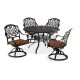 HOMESTYLES Capri Charcoal Gray 5-pc Cast Aluminum Round Outdoor Dining Set with Burnt Sierra Orange Cushions