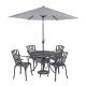 HOMESTYLES Grenada Charcoal Gray 5-pc Cast Aluminum 42 in. Round Outdoor Dining Set with Umbrella