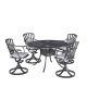 HOMESTYLES Grenada Charcoal Gray 48 in. 5-pc Cast Aluminum Round Outdoor Dining Set with Gray Cushions - 6660-325C