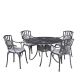 HOMESTYLES Grenada Charcoal Gray 48 in. 5-pc Cast Aluminum Round Outdoor Dining Set with Gray Cushions - 6660-328C