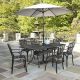 HOMESTYLES Grenada Charcoal Gray 7-piece Cast Aluminum Rectangular Outdoor Dining Set
