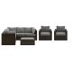 HOMESTYLES Cape Shore Brown 4-Piece Wicker Rattan Outdoor Sectional and 2 Chairs w/ Gray Cushions and Table