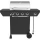 Nexgrill 4-Burner Propane Gas Grill in Black with Side Burner and Stainless Steel Main Lid