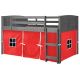Donco Kids Antique Grey Twin Louver Low Loft Bed w/ Red Tent Kit