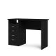 Tvilum 44 inch Rectangular Black Woodgrain 4 Drawer Writing Desk w/ Built-In Storage