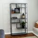 Household Essentials 65inch Gray/Black Metal 6-shelf Etagere Bookcase w/ Open Back