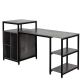 68 in. Rectangular Black Writing Computer Desk with Built-In Storage