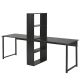 88.25 in. Black Double Writing Computer Desk with Storage Shelf