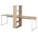 88.25 in. in Natural/White Double Writing Computer Desk with Storage Shelf