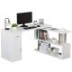 55 in. L-Shaped White 1-Drawer Writing Computer Desk with Storage Shelves