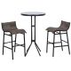 Outsunny Black 3-pc Steel Bar Height Outdoor Bistro Set with Durable Metal Frame Build and Comfortable Design