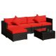 Outsunny 6-Pieces Wicker Metal PE Rattan Sofa Set, Sectional Outdoor Patio Conversation Patio Furniture Set w/ Red Cushions