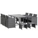 Outsunny Grey 11-Pieces Metal Plastic Rattan Rectangle Outdoor Dining Set w/ Grey Cushions and Water-Resistant Build