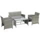 4-Piece Wicker Patio Conversation Set with Light Grey Cushions
