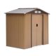 Outsunny Brown 4 ft. W x 7 ft. D Metal Outdoor Shed Storage with 4 Vents for Airflow and 2 Easy Sliding Doors 25.46 sq. ft.