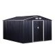 Outsunny 10.6-ft x 9.1-ft x 6.3-ft Grey Metal Garden Shed w/ 4 Ventilation Slots and Sliding Doors