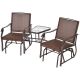 Outsunny Brown 3-pc Sling Patio Conversation Set with Center Coffee Table and Modern Design