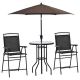 Outsunny Black 4-Pieces Metal Round Outdoor Bistro Set w/ 6 ft. Adjustable Tilt Umbrella