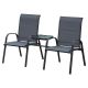 Outsunny Metal Patio Conservation Set w/ Attached Middle Coffee Table and 2 Seats for Conversation