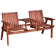 Outsunny 3-pc Wooden Patio Conversation Set Garden Bench with Middle Table and Natural Weather-Fighting Materials