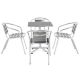 Outsunny Silver 3-Piece Metal Square Outdoor Bistro Set