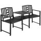 Outsunny Black 1-Piece Metal Patio Conversation Set w/ Center Coffee Table, Metal Frame
