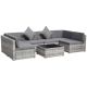 Outsunny 7-Piece Wicker Patio Conversation Set with Charcoal Black Cushions and Tempered Glass Desktop