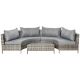Outsunny Grey 5-pc Steel Plastic Rattan Outdoor Couch Set with Grey Cushions and Half-Moon Design