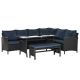 Outsunny 4-Piece Metal Modern Outdoor Rattan Wicker Patio Conversation Set with Dining Table Bench & Sofa Dark Coffee