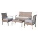 Outsunny Grey 4-Piece Metal Patio Conversation Set w/ White Cushions