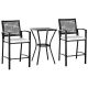 Outsunny 3-pc All-Weather Steel Patio Outdoor Bar Bistro Furniture Set with White Cushions, Middle Table
