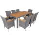 9-Piece Wicker Rattan Outdoor Dining Set w/ Beige Cushions