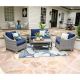 Leisure Made Marietta 4-Piece Wicker Patio Conversation Set w/ Navy Cushions