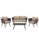 Barton 4-Piece Wicker Sofas Rattan Outdoor Patio Conversation Set with Coffee Table and Beige Cushioned Chairs