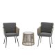 Barton 3-Piece Rattan Patio Conversation Wicker Outdoor Patio Furniture Set w/ Gray Cushioned Armrest Chairs and Coffee Table