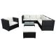 Brown 8-Piece Wicker Patio Conversation Sectional Seating Set w/ Beige Cushions