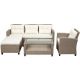 Beige Brown 4-Piece Wicker Patio Conversation Sectional Seating Set w/ Beige Cushions